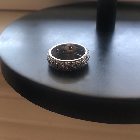 Antique Indian Sterling Silver, Yellow Gold & Diamond Pave Ring size 6 - Picture 3 of 5